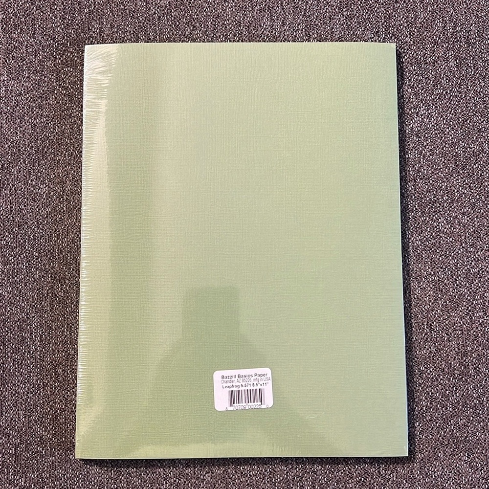 Bazzill Basics Paper Canvas Texture 8.5x11 Color Leapfrog 5-571 Cardstock NWT